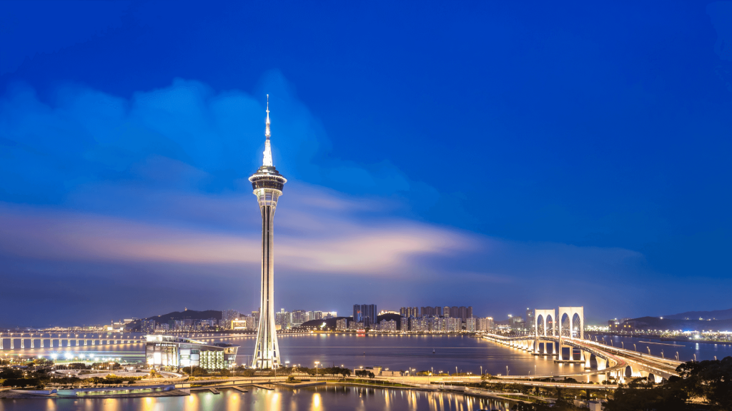 Macau tower at sunset